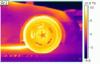 IR-Thermographie vom SLK nach 1h BAB-Fahrt - Detailansicht Motorhaube und Vorderrad