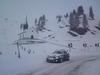 Kurz vor Neujahr auf'm schneebedeckten Flüelapass in der Nähe von Davos, Schweiz